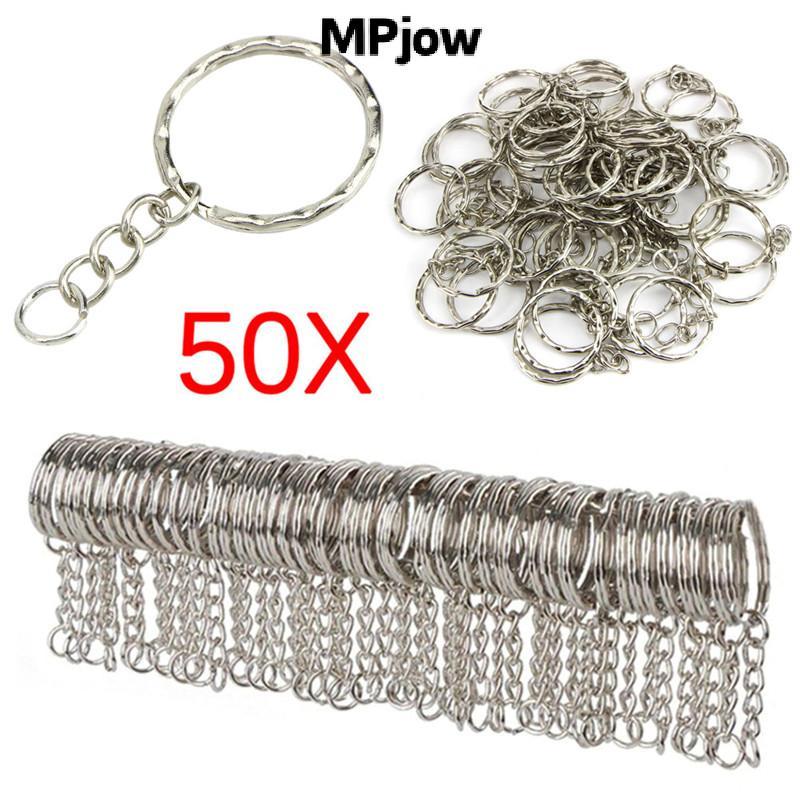 MPJow 50PCS DIY 25mm ขัดเงินพวงกุญแจพวงกุญแจแยกแหวนสั้น Chain Key แหวน Nice