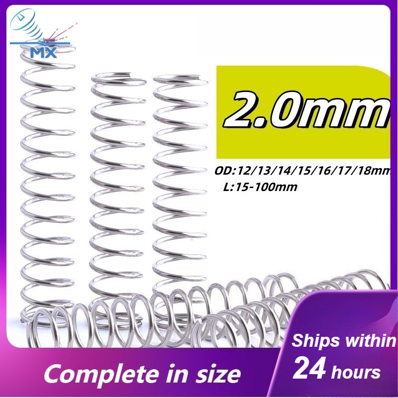 สปริงบีบอัด สปริงกลับ สแตนเลส 304 สปริงบีบอัด d2.0mm * OD12-18mm * L10-100mm (XM-PH)