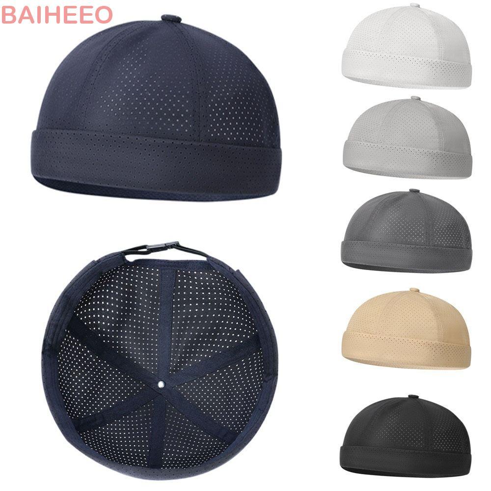 BAIHETH Brimless Docker Cap,หมวกตาข่ายปรับได้สีทึบ,แฟชั่นBreathable Quick Drying Retro Skullcap