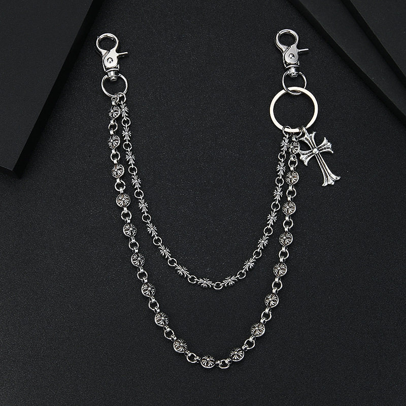Dark Gothic Abi Denim Cross เอวโซ่สร้อยคอหลายองค์ประกอบ