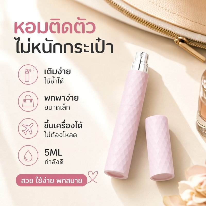 ขวดแบ่งน้ำหอมพกพา ขวดน้ำหอมเปล่า หัวสเปรย์ละเอียด เติมน้ำหอมง่าย ขวดแก้ว 5 มล พกเดินทาง