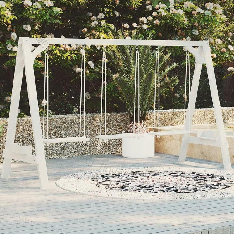 Anti corrosion wooden swing outdoor rocking chair solid wood double hanging chair outdoor multi pers