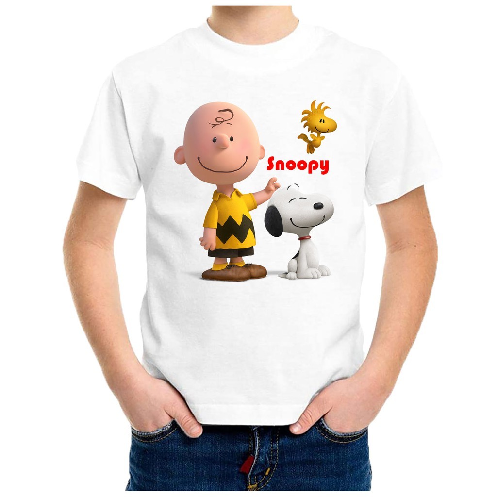CARTOON PRINTING "SNOOPY & CHARLIE BROWN" LOGO CASUAL CHILDREN / ADULT T-SHIRT SHORT SLEEVE *UNISEX*
