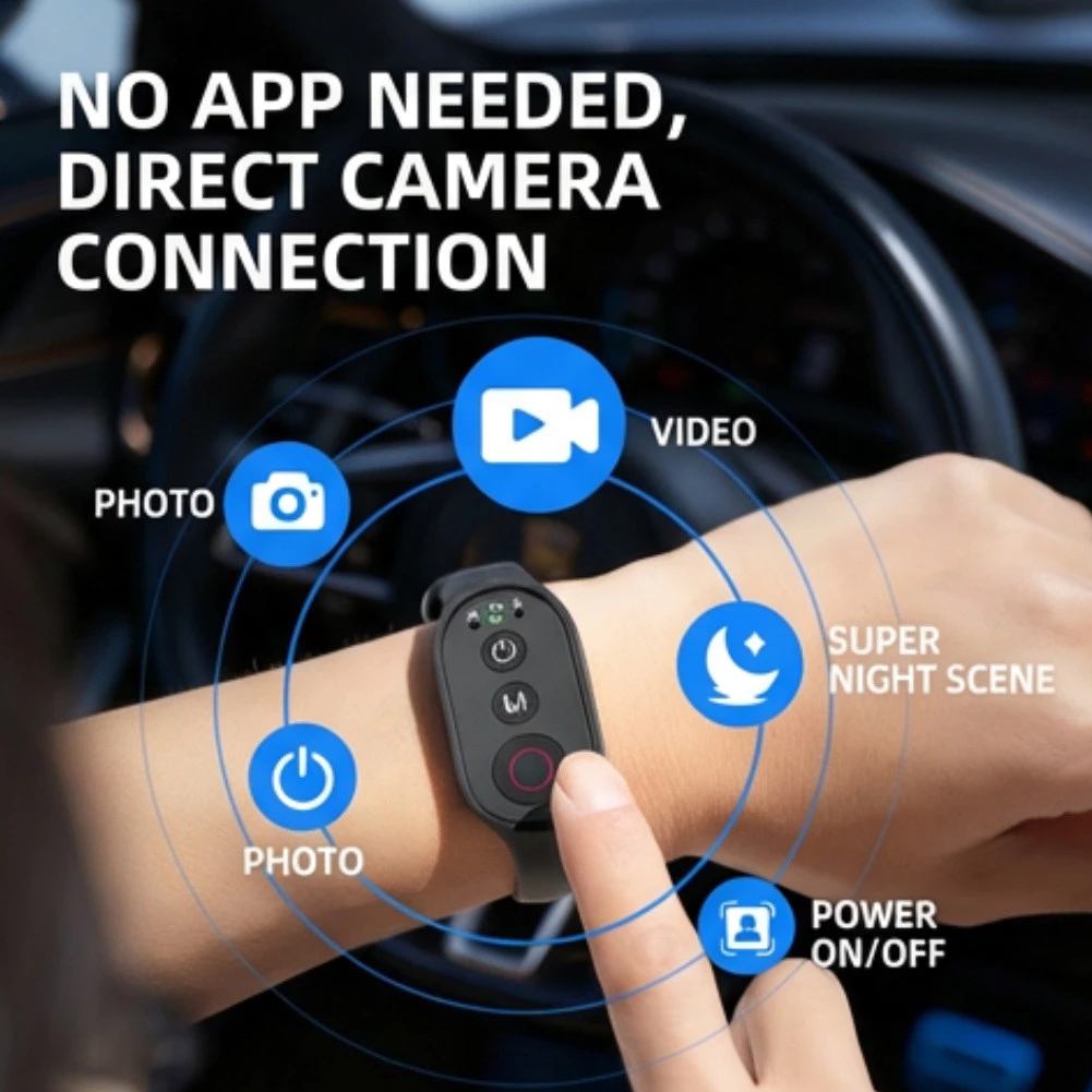 INOVAGEN สําหรับ DJI Osmo 360 Action 5 Pro/4 Insta360 Mini Bluetooth รีโมทคอนโทรลสร้อยข้อมือ,ชาร์จ,โทรศัพท์กล้องชัตเตอร์ thumbnail 4