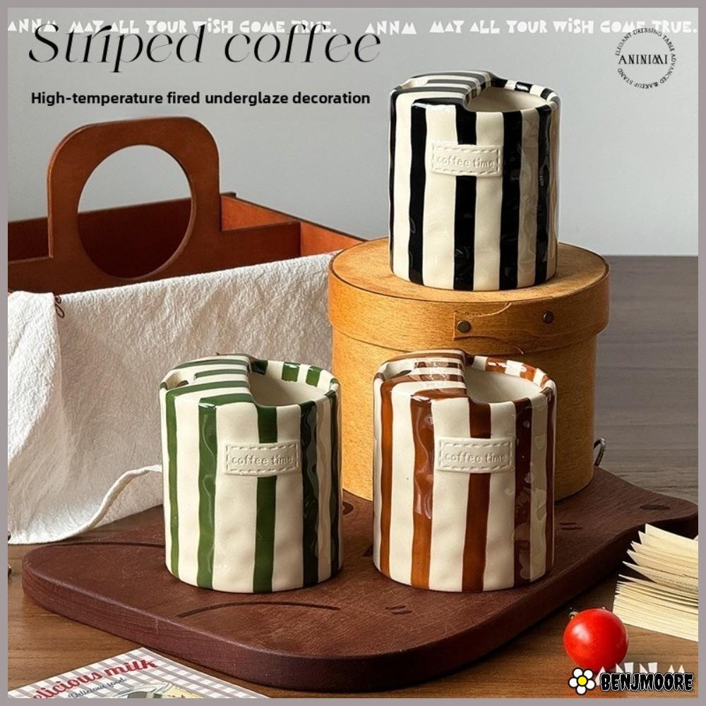 BENJMOORE แก้วกาแฟลาย, Retro Hand-Painted เซรามิค Mark Cup, ของขวัญ 350ML ถ้วยน้ํามือถืออุปกรณ์เสริมนมถ้วยอาหารเช้า