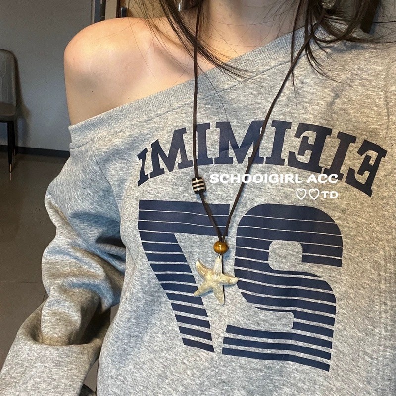 High-End โฮมเมด Ocean Pie Big Star สร้อยคอยาว Niche Retro ปรับโซ่เสื้อกันหนาว vfr128.6