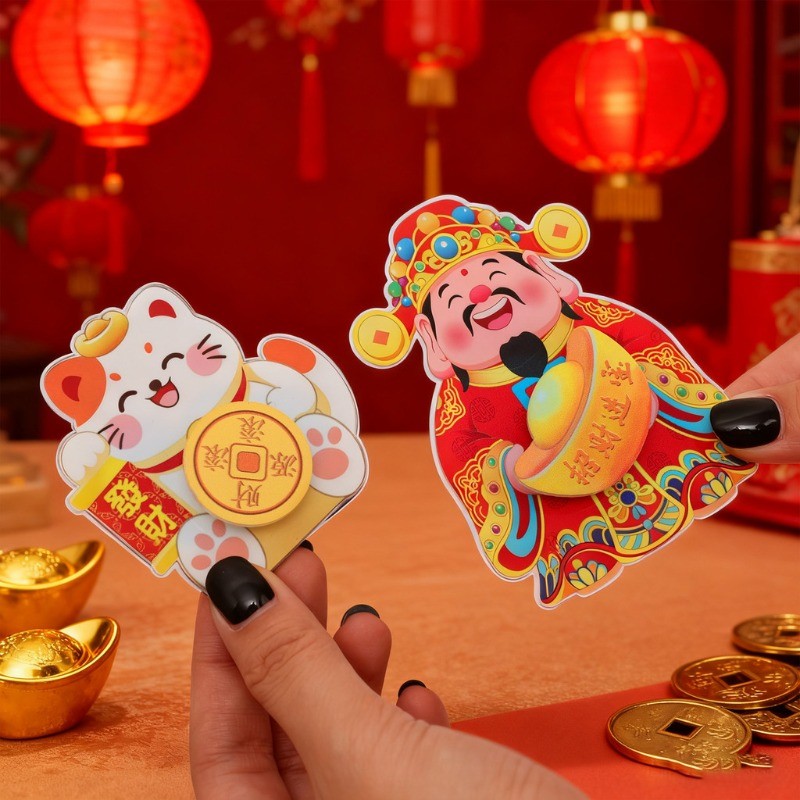 [H&L]แม่เหล็กติดตู้เย็นปีใหม่เขย่าเทพเจ้าแห่งความมั่งคั่ง | วัสดุอะคริลิค การออกแบบแมวนําโชค, ของขวัญสํานักงานในครัวตกแต่งบ้านแบบแม่เหล็ก, ตัวเลือก 2 สไตล์ - รูปที่ 4