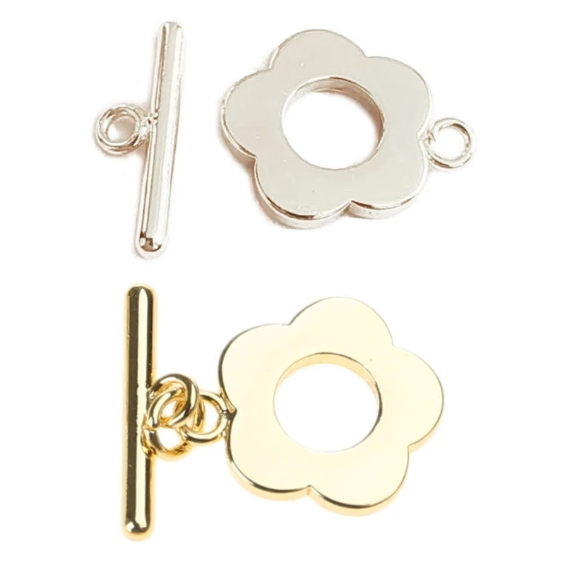 5 ชุดสลับ Clasps เครื่องประดับ T-bar ปิด Claspsps ดอกไม้สร้อยคอ Clasp Connectors สําหรับสร้อยคอสร้อย
