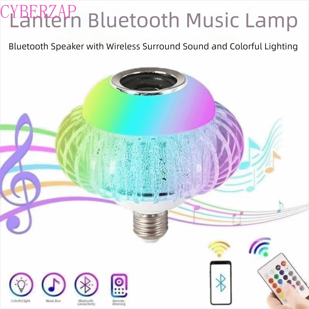 CYBERZAP หลอดไฟ RGB, E27 ฐานเปลี่ยนสีเพลงหลอดไฟ, 24 คีย์ RGB แสงสีขาวรีโมทคอนโทรลไร้สายบลูทูธหลอดไฟไ