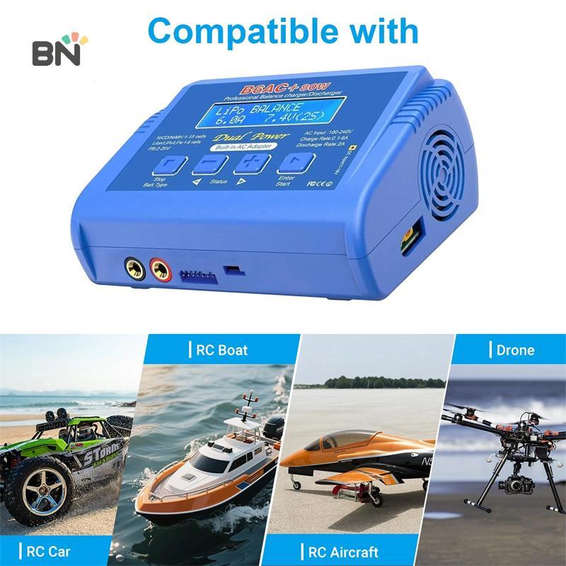 [BN] B6AC 80W Charger RC Balance สมาร์ทเครื่องชาร์จดิจิตอลสําหรับ 1S-6S LiPo Life Li-ion 1-15S NiCD 