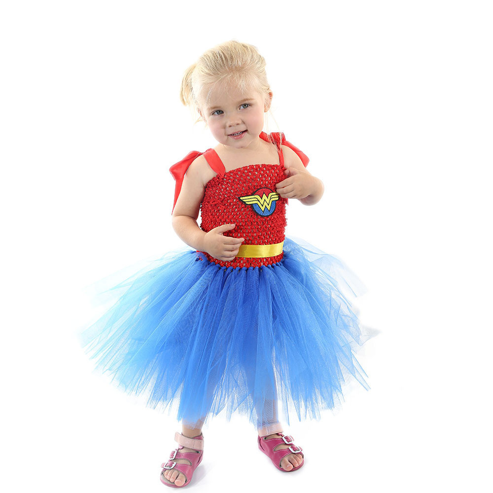 ชุดคอสเพลย์ Wonder Woman สำหรับเด็ก พร้อมเสื้อและกระโปรง Pettiskirt สำหรับงานปาร์ตี้หรือเล่นตามบทบาท