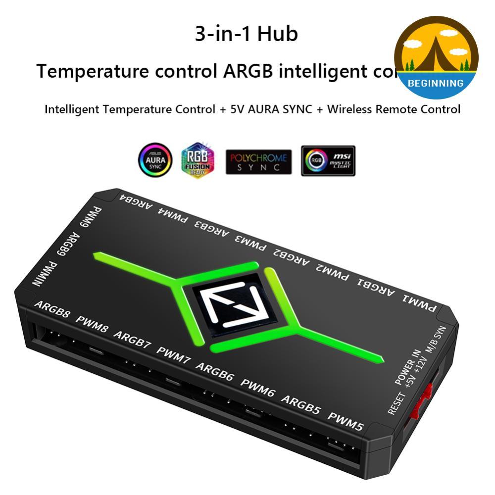 ᲦBE 1 ถึง 9 พอร์ต 3 in 1 5V 3 Pin ARGB Controller พัดลมระบายความร้อน Hub พร้อมรีโมท 4 Pin PWM ฮับดูดแม่เหล็กสําหรับคอมพิวเตอร์พีซีกรณีพัดลม