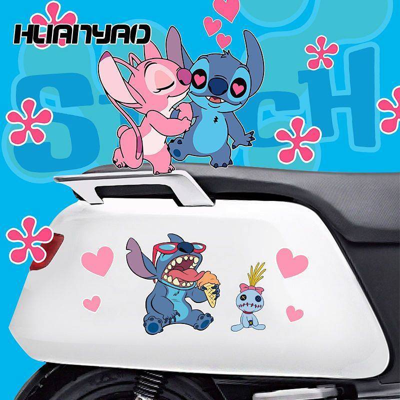 [Stitch Sticker] Stitch Car มอเตอร์ไซค์ไฟฟ้าน่ารักสนุกแบตเตอรี่ตกแต่งรถยนต์ Creative Cover Scratch Sticker