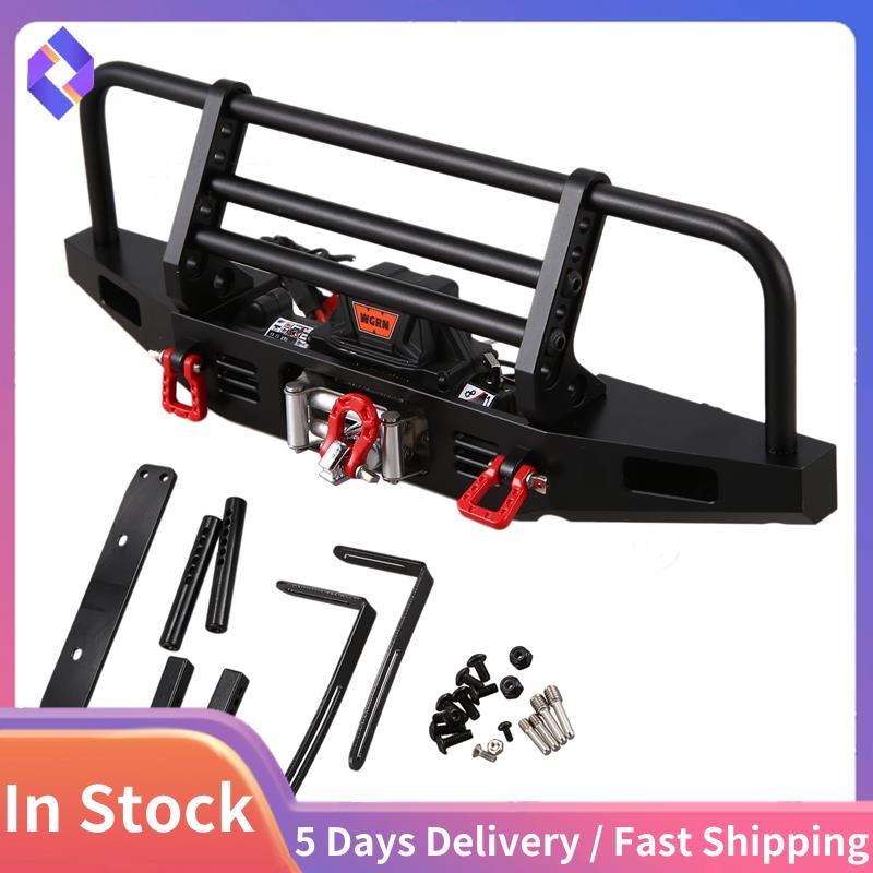 กันชนหน้าโลหะพร้อมระบบรีโมทคอนโทรล Winch สําหรับ 1/10 RC Crawler TRX4 Axial SCX10 & SCX10 II 90046