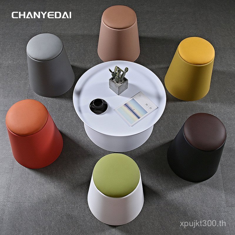 Creative Influencer Nordic Diningสตูลกระเป๋านุ่มสตูลสตูลสตูลหนาที่ไม่ซ้ํากันมัลติฟังก์ชั่เก้าอี้พลาส