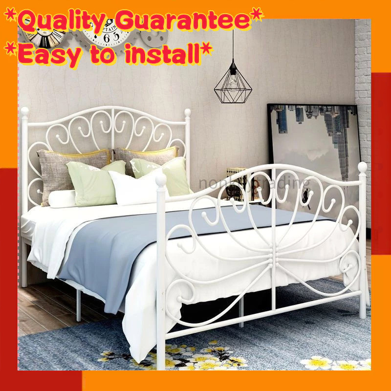 Nordic style ins internet celebrity iron bed modern simple princess bed thickened iron sheet double 