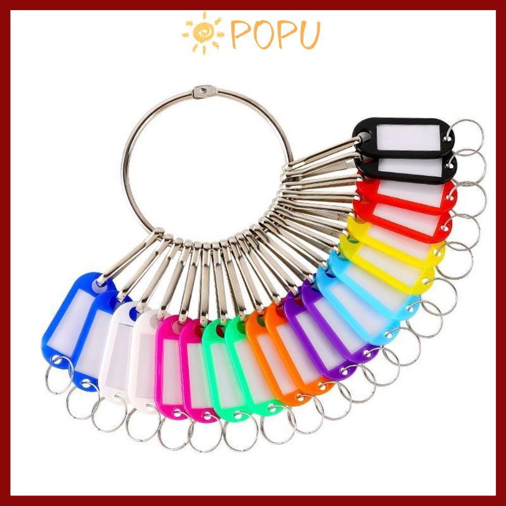 จัดส่งจากประเทศไทยPOPU 10/20/30/40 ชิ้นแท็กกุญแจ,โลหะแยกแหวนกุญแจพลาสติก,หน้าต่างโปร่งใสสี่เหลี่ยมพร้อมแผ่นตัวเลขพวงกุญแจอุปกรณ์เช่า