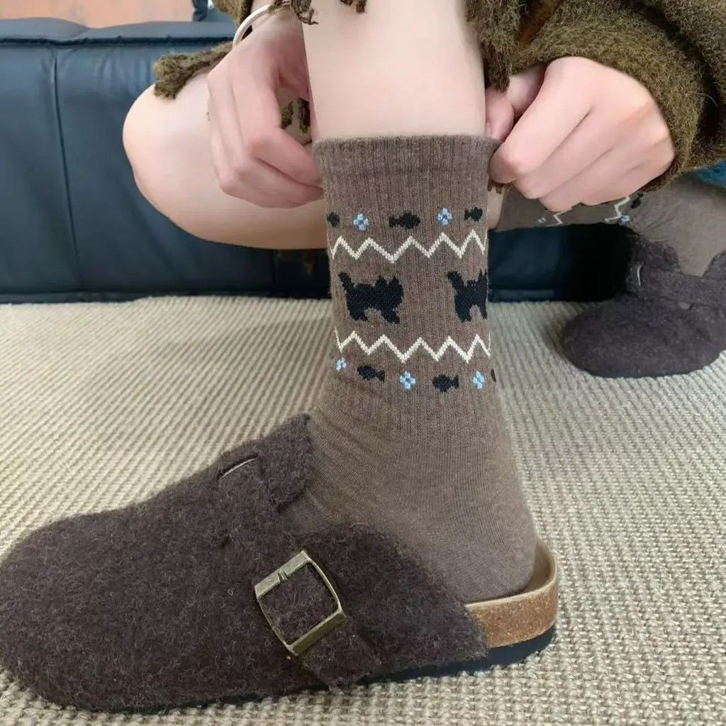 ถุงเท้าผ้าฝ้ายสุภาพสตรี ทรงหลอดยาว สำหรับฤดูใบไม้ร่วงและฤดูหนาว พร้อมบริการเก็บเงินปลายทาง - รูปที่ 4