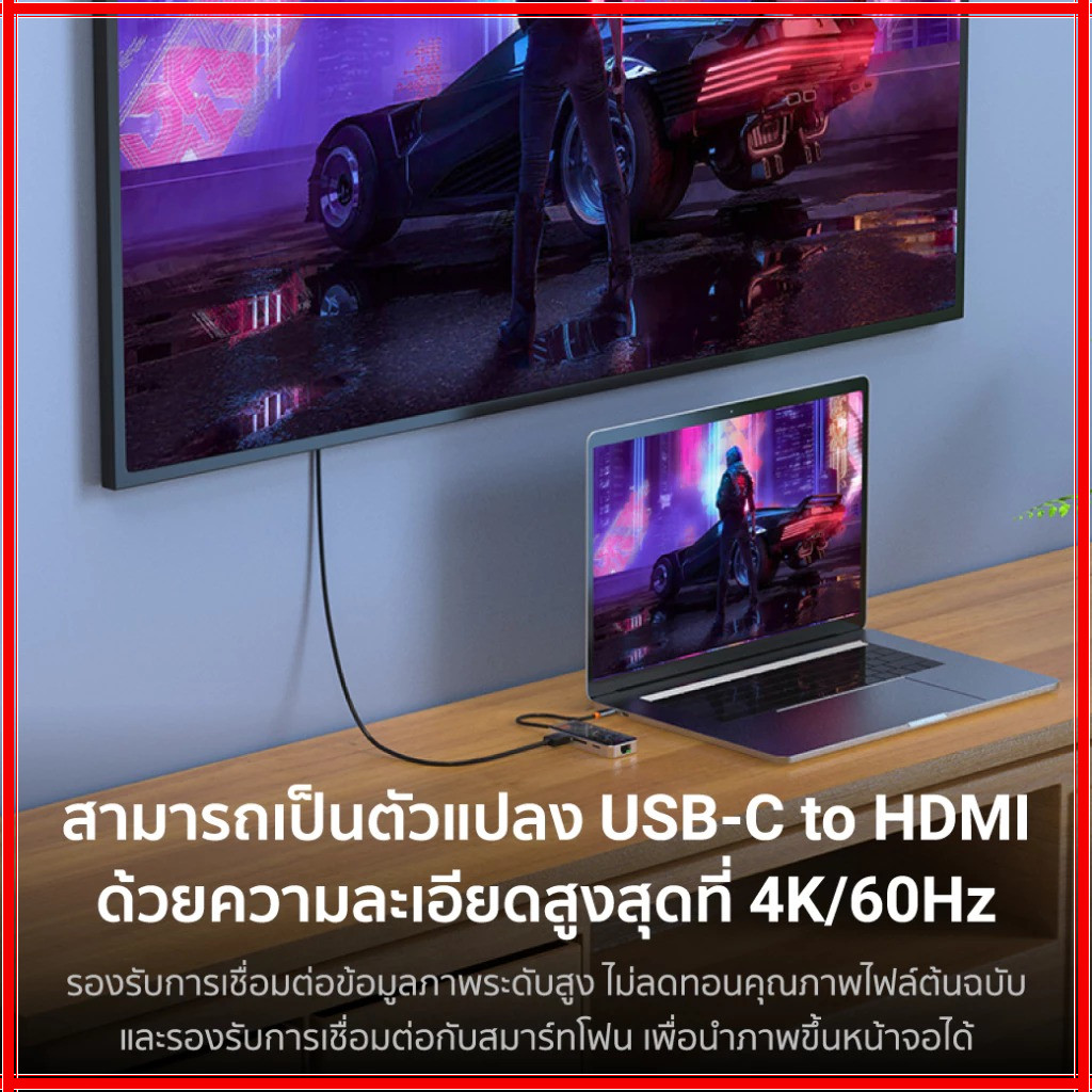 New ฮับ USB C 10 8 in 1 แบบใส สําหรับโน้ตบุ๊ก การ์ดรีดเดอร์ VGA HDMI RJ45 PD 3.0 TF SD - รูปที่ 4