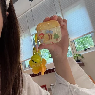 การ์ตูนสร้างสรรค์ Yellow Bee เหมาะสําหรับ AirPods1/2 ชุดหูฟังบลูทูธ pro เคสป้องกัน 3/4 จี้