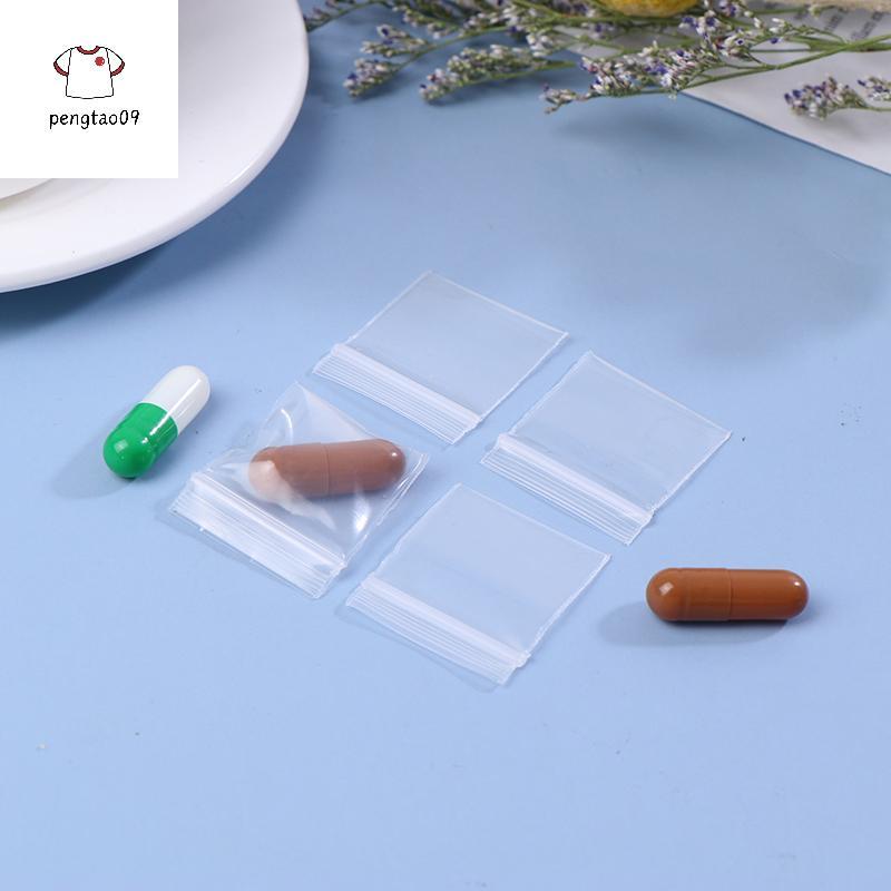 Pengatao09 100PCS PE ถุงบรรจุภัณฑ์พลาสติก Zip Lock กระเป๋าบรรจุภัณฑ์ Pill Pouches ใหม่ Mini Zip Lock