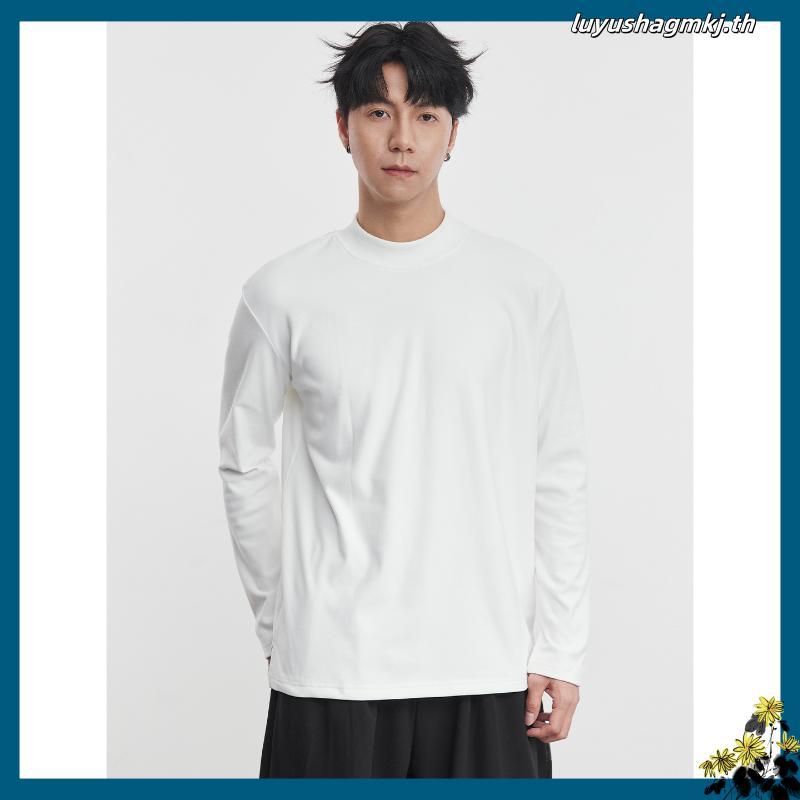 Insidemen Relax เสื้อยืดแขนยาวคอเต่าผู้ชาย 100% Cotton สไตล์เกาหลีวัยรุ่น ILT020W3