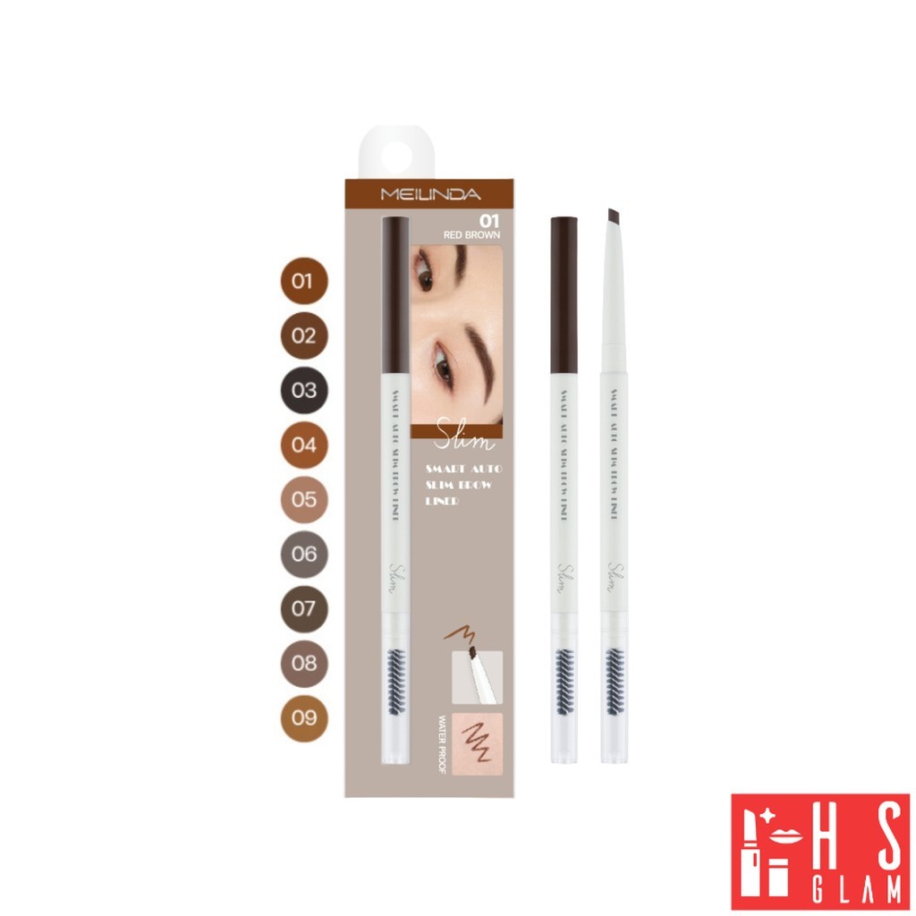 MEILINDA Smart Auto Slim Brow Liner เมลินดา ดินสอ เขียนคิ้ว เส้นคม เขียนง่าย ติดทน กันน้ำ 1 แท่ง