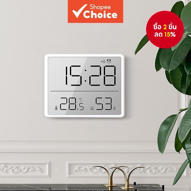 นาฬิกาปลุกดิจิทัล อิเล็กทรอนิกส์ บางพิเศษ อเนกประสงค์ วัดอุณหภูมิ และความชื้นได้ แบบติดผนัง หน้าจอ LCD