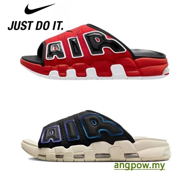 Air More Uptempo Slide Large Air Letter Graffiti รองเท้าแตะ Unisex สีแดง/ดํา DV2132-001 O1YH CFBG NV