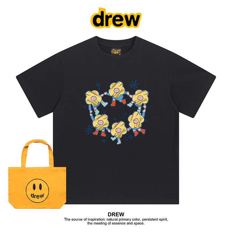 Drews American Fashion Brand Star Yu Shuxins Round Neck Shoulder Short Sleeved T-shirt Casual Couple