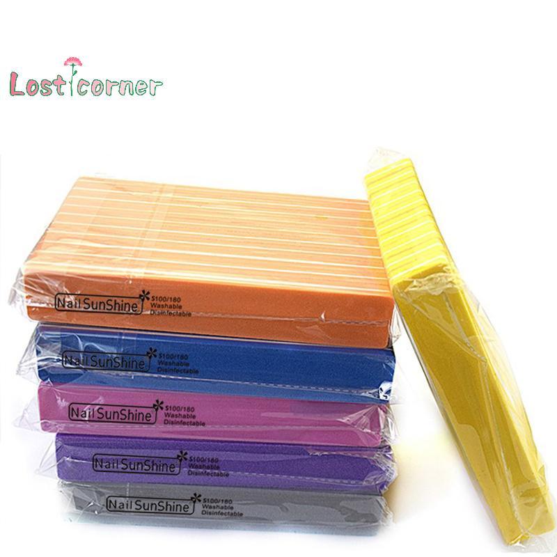 [มุมหาย] 10 ชิ้นชุดล้างทําความสะอาดได้ฟองน้ําขัดตะไบเล็บบัฟเฟอร์ 100/180 ขัดบด [ใหม่] - รูปที่ 3