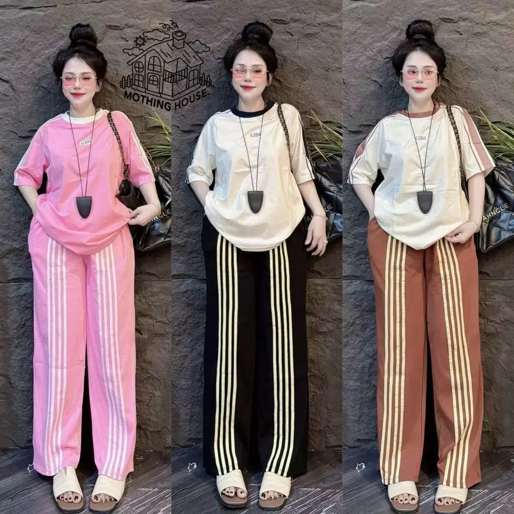 DTXmarket No.Fo75 ชุดเซ็ท2ชิ้น เสื้อแขนสั้น+กางเกงขายาว ชุดเซ็ท ชุดเซ็ทแฟชั่น