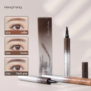 hengfang ดินสอเขียนคิ้ว หัวแปรงสี่แฉก กันน้ำ ติดทนนาน พร้อมแปรงปัดคิ้ว เนื้อดี เขียนง่าย เส้นคม
