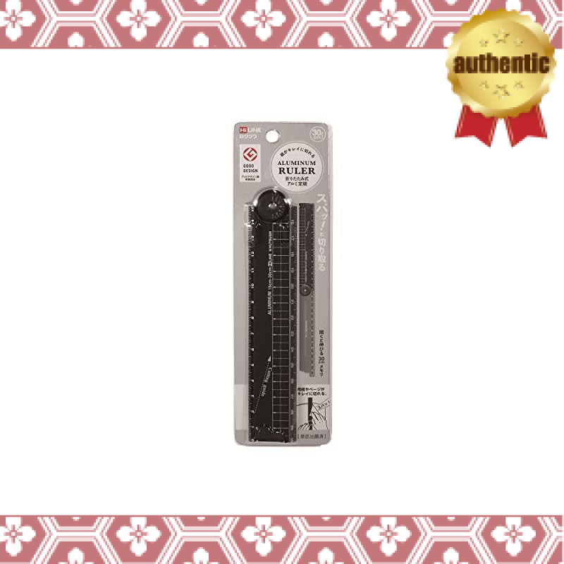 Kutsuwa Folding Aluminum Ruler 30cm Black XS05BK