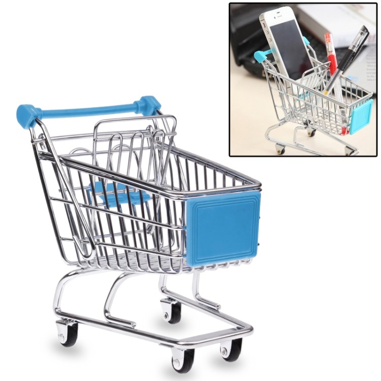 พร้อมส่ง Universal Mini Grocery Shopping Cart Style Desktop Storage Box / Holder, for Smart Phone, L