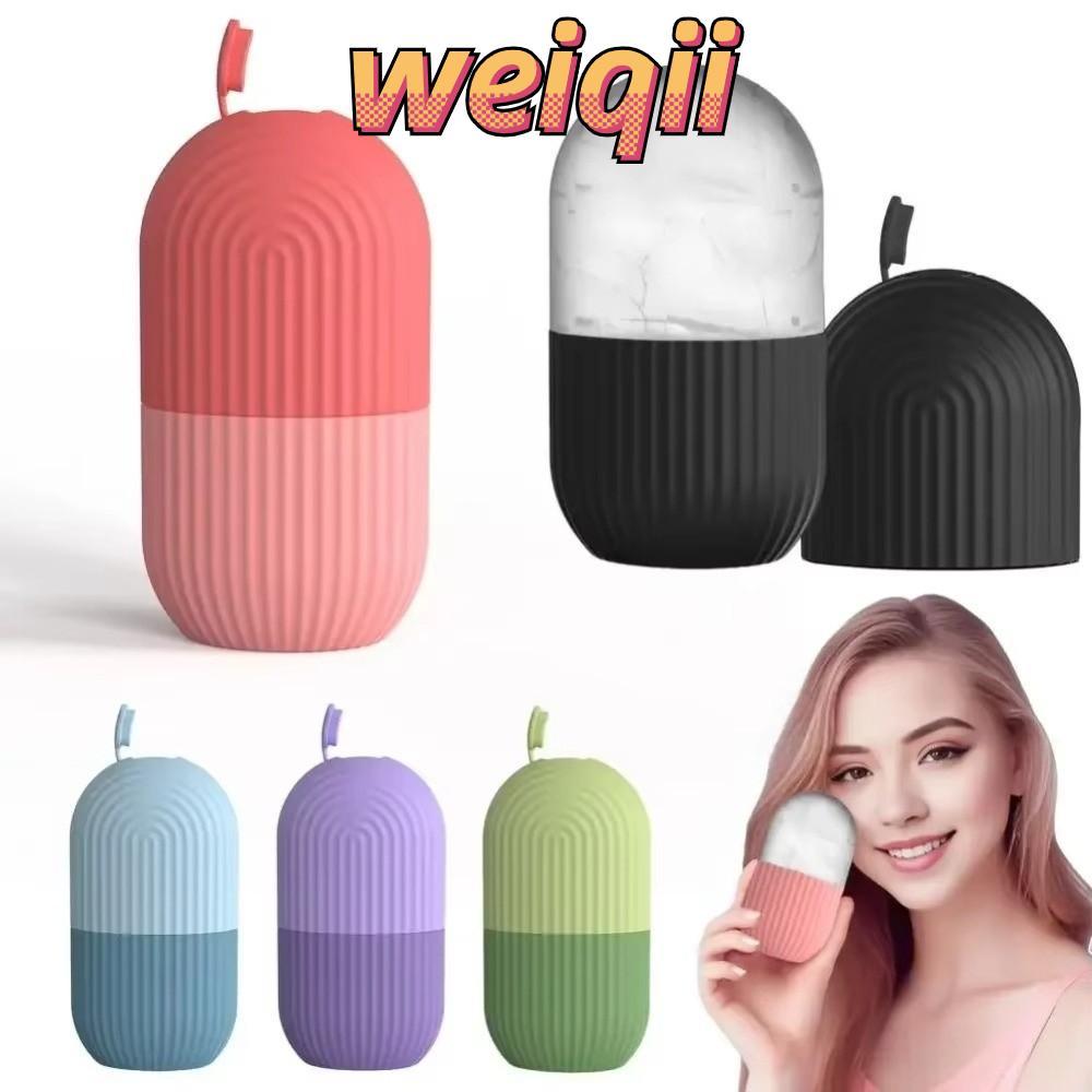 WEIQII แม่พิมพ์ก้อนน้ําแข็งบนใบหน้า, ลูกกลิ้งน้ําแข็งหน้าซิลิโคน DIY, ของขวัญอุปกรณ์แพ็คน้ําแข็งบนใบหน้า De-puffing สําหรับความงามและดูแลผิว