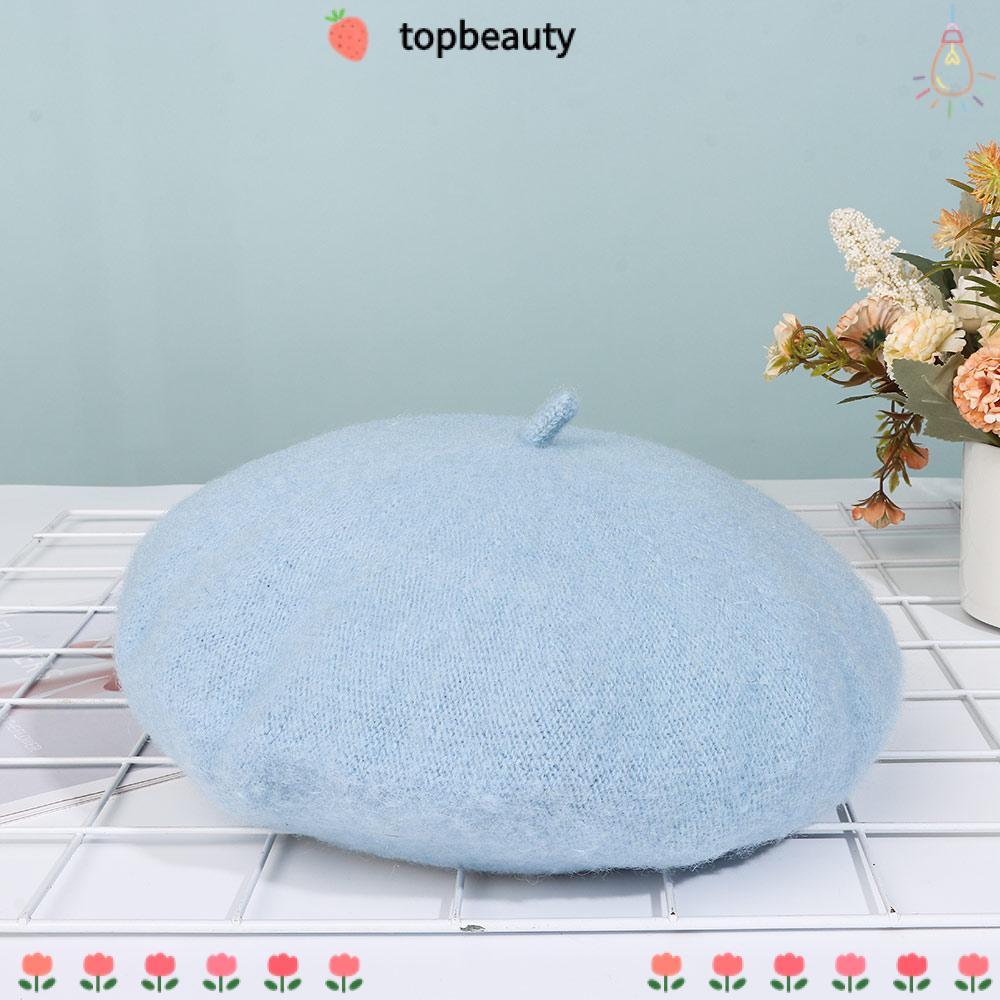 Topbeauty หมวกเบเร่ต์ฤดูใบไม้ร่วง หมวกบีนนี่ฝรั่งเศส ถุงหมวกแบน