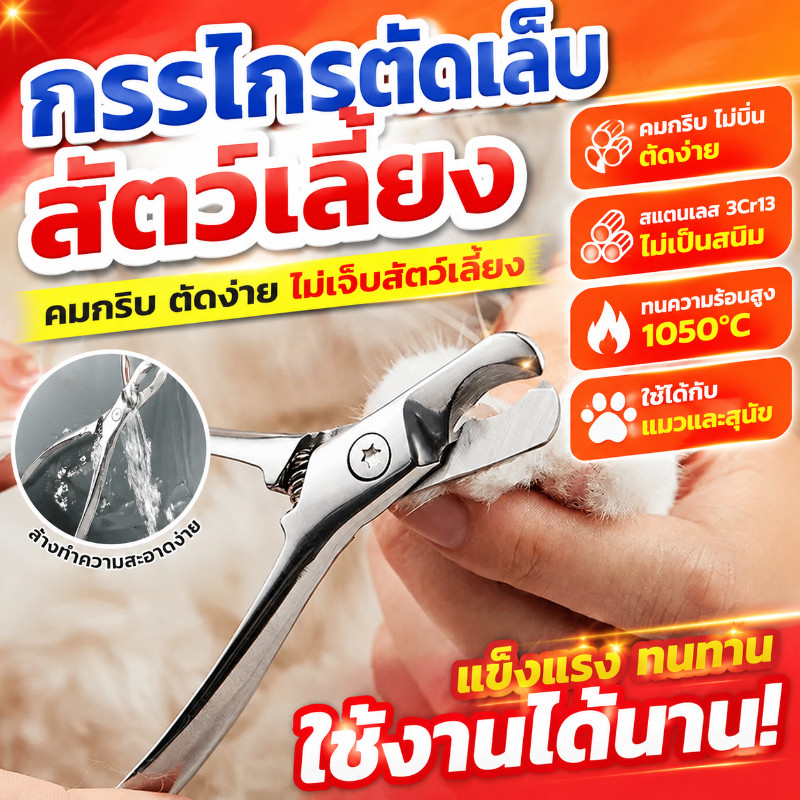 COD กรรไกรตัดเล็บสัตว์เลี้ยง สแตนเลส 3Cr13 กรรไกรตัดเล็บแมว สำหรับแมว สุนัขเล็ก และสุนัขพันธุ์ใหญ่