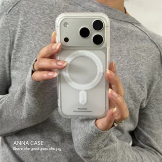 Ins Niche Simple Fresh Semiโปร่งใสFrostedเคสโทรศัพท์แม่เหล็กสําหรับiPhone 17 17Pro 17Promax 16 16Pro 16Promax 15Pro 15Promax 15