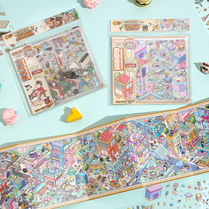 Idako [Square Island Series] Scroll ภูมิทัศน์สติกเกอร์ Street View สไตล์จีน 15 ชิ้น Handmade 3D diy ตกแต่ง SS961