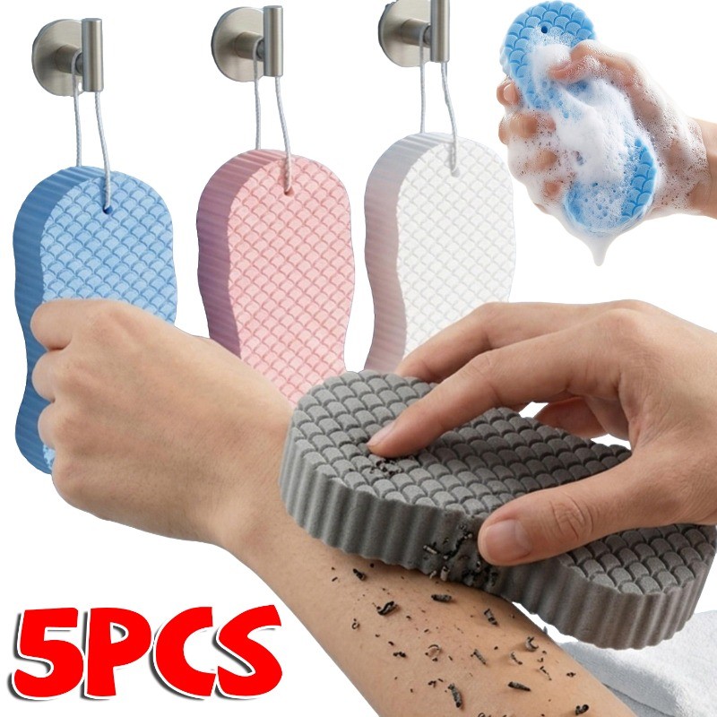 1/3/5 ชิ้น Magic Exfoliating Bath Sponge สําหรับ Body, 3D Super Soft Exfoliate Body Scrubber สําหรับ Remover Dead Skin, Reusable Handheld Shower Brush