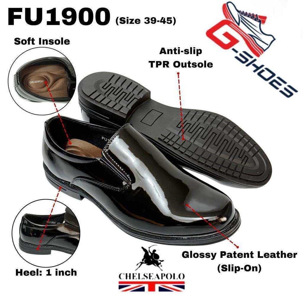 [G-SHOES] Chelseapolo Kasut Kilat Potong Kade Polis Security Men รองเท้าหนังอย่างเป็นทางการ FU1900