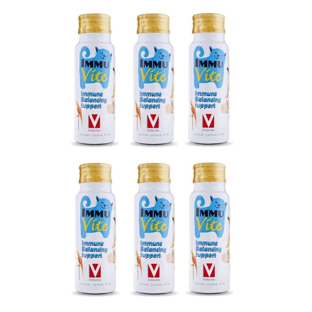 6 ขวด วิตามินเสริมภูมิคุ้มกัน Immu Vite ชนิดน้ำ สำหรับเเมว นก กระต่าย 50CC.