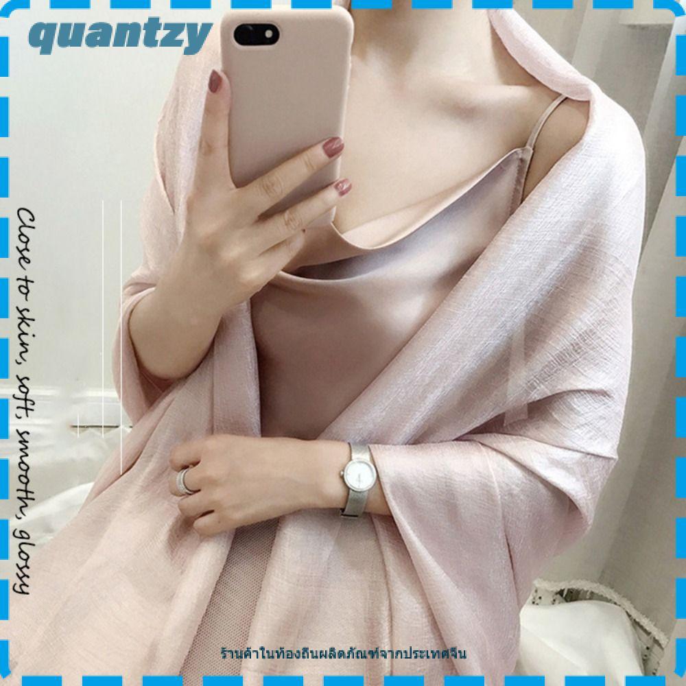QUANTZY ผ้าคลุมไหล่กันแดดหญิง, ผ้าพันคอธรรมดาผู้หญิงผ้าลินิน, ผ้าพันคอ 180x85 ซม. Pure Color Plus Size Hijab