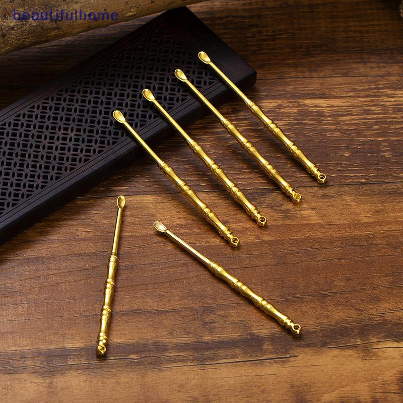 [ใหม่] ช้อนหู Retro เลียนแบบทองเหลืองเครื่องมือทําความสะอาดหูแบบพกพา Ear Pi Ear Wax [TH]
