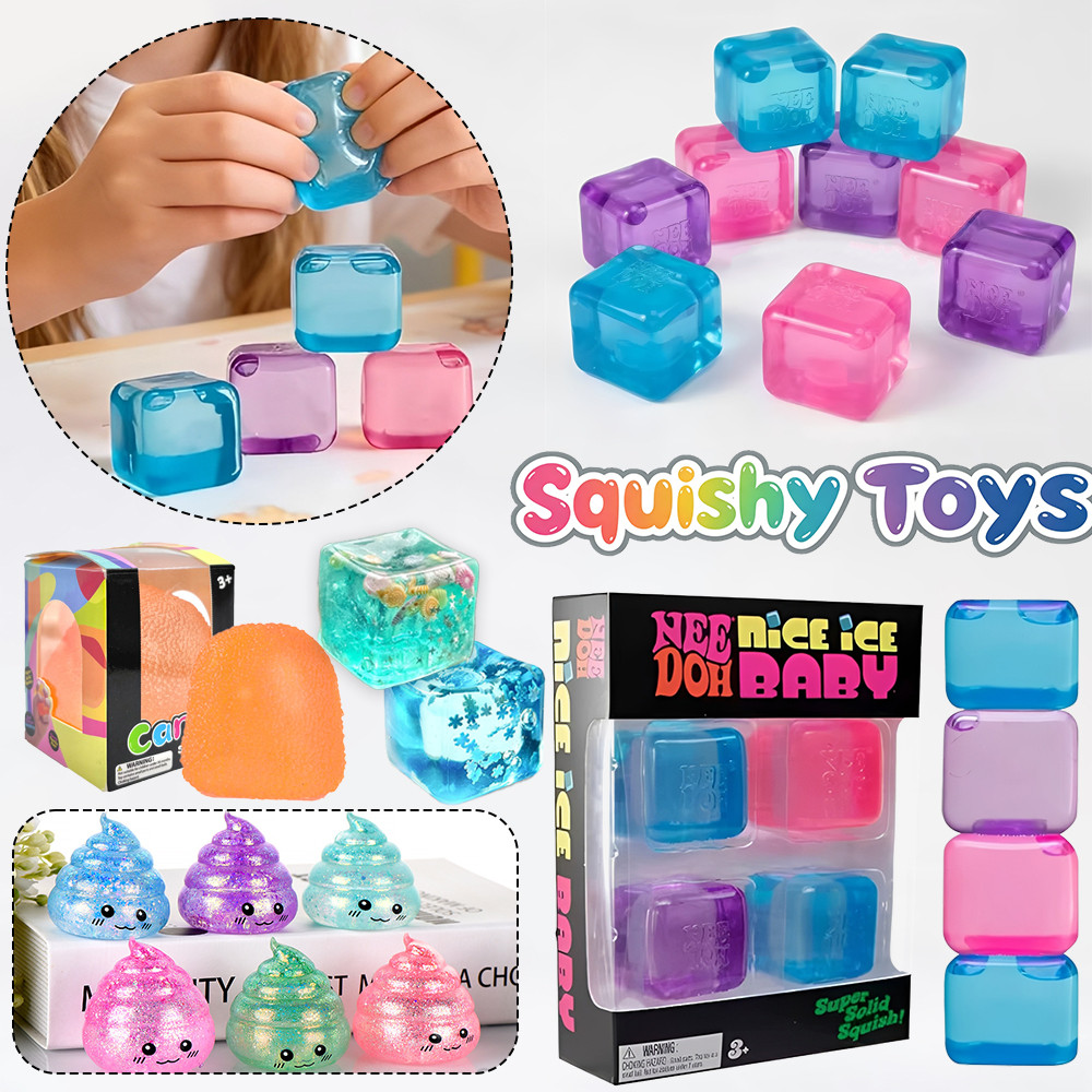 NeeDoh Nice Ice Baby Squishy ของเล่น Ice Cube บีบของเล่น Fidget สําหรับความบันเทิงผ่อนคลายทุกวัน