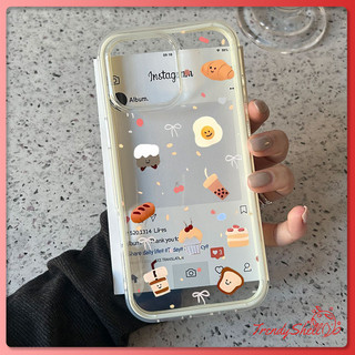 นิ่ม 2in1 สีแคนดี้ เข้ากันได้สำหรับ เคสไอโฟน11 เคส iphone 16 Pro Max 7Plus XR 12 13 14 15 เค้กขนมปังน่ารัก