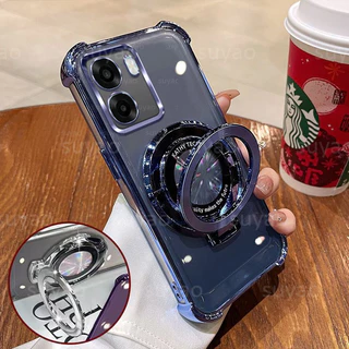 สําหรับOppo A6X A6 A6T A5 2026 เคสโทรศัพท์CDผู้ถือแหวนTPU Clear ElectroplatedปลอกOppoA6X OppoA6 Pro A6Pro A5X A5iโปร่งใสถุงลมนิรภัยกันกระแทกป้องกันนุ่มปกหลัง