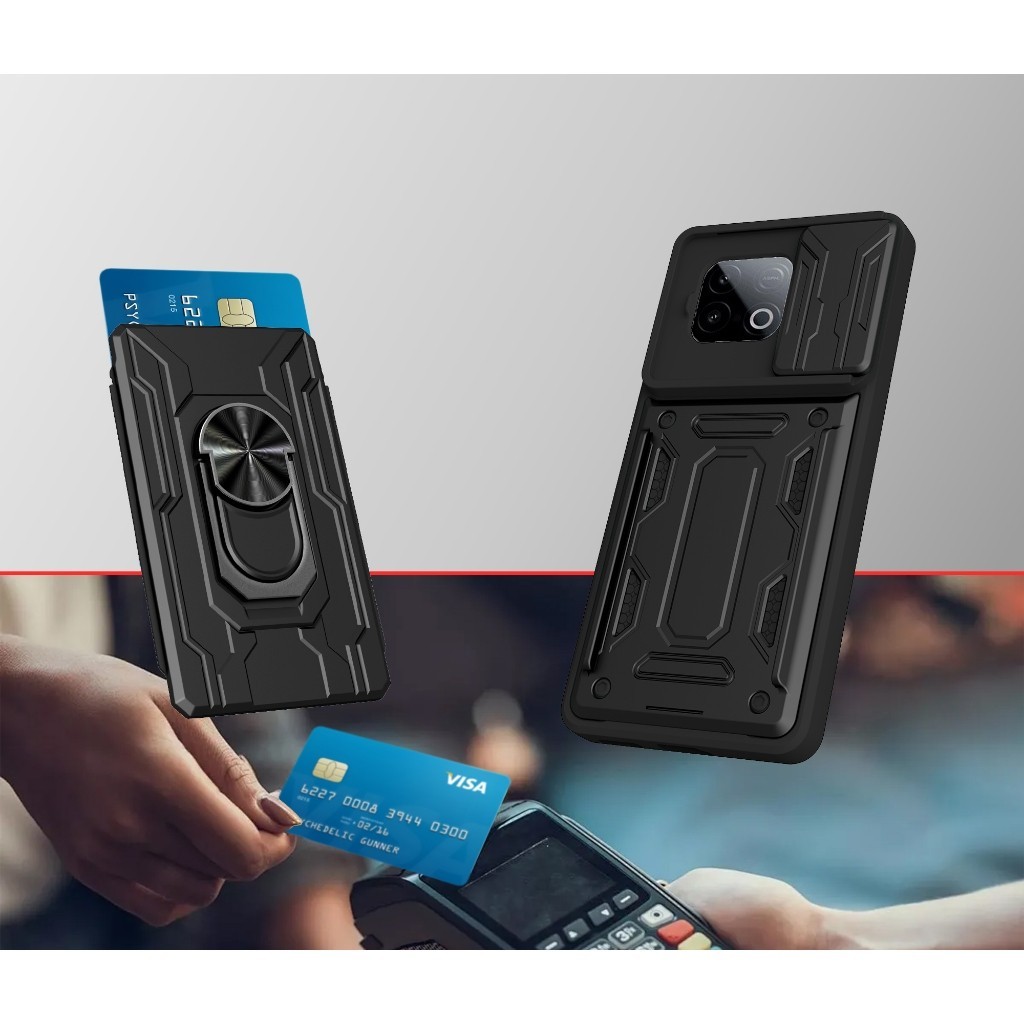 IQOO Neo 10 - CardX Flip Lens Card Ring Army Armor Case กันกระแทก