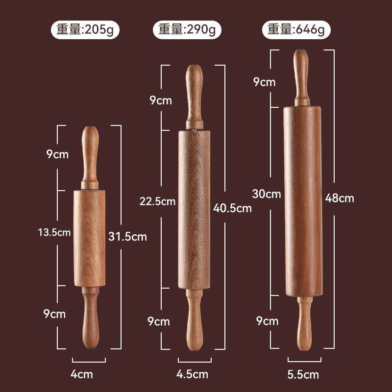 พร้อมสต็อก Ebony Roller Rolling Pin ในครัวเรือน Rolling Pin ประเภทลูกกลิ้งขนาดใหญ่กด Dumpling Skin R